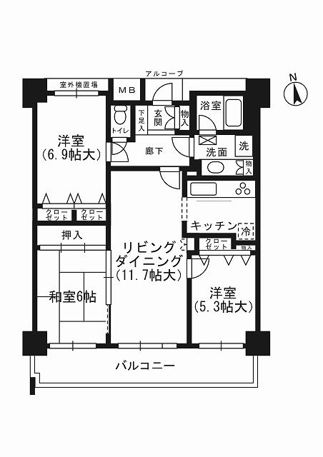 Floor plan. 3LDK, Price 27 million yen, Occupied area 75.16 sq m , Balcony area 11.89 sq m 3LDK