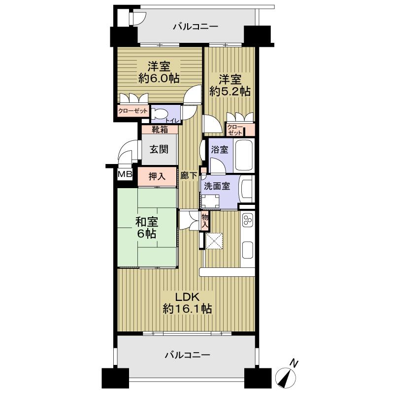 Floor plan. 3LDK, Price 23.8 million yen, Occupied area 76.06 sq m , Balcony area 21.2 sq m 3LDK