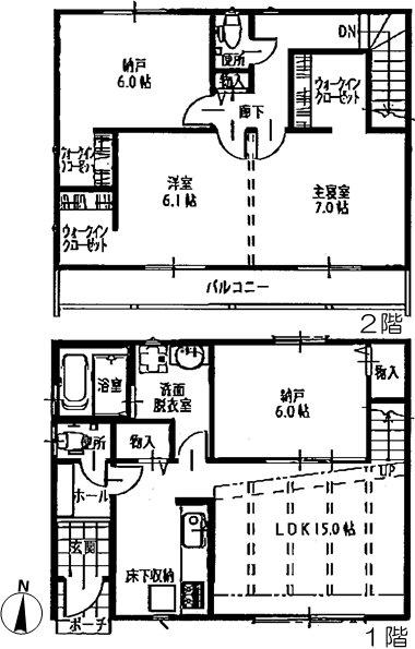 Floor plan. 23,900,000 yen, 2LDK + 2S (storeroom), Land area 123 sq m , Building area 99.37 sq m