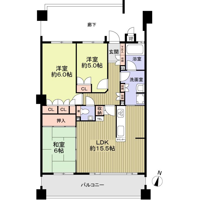 Floor plan. 3LDK, Price 22,900,000 yen, Occupied area 79.38 sq m , Balcony area 18 sq m 3LDK