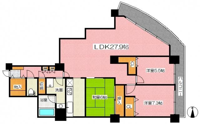 Floor plan. 3LDK, Price 17.8 million yen, Footprint 107.75 sq m , Balcony area 20.08 sq m floor plan