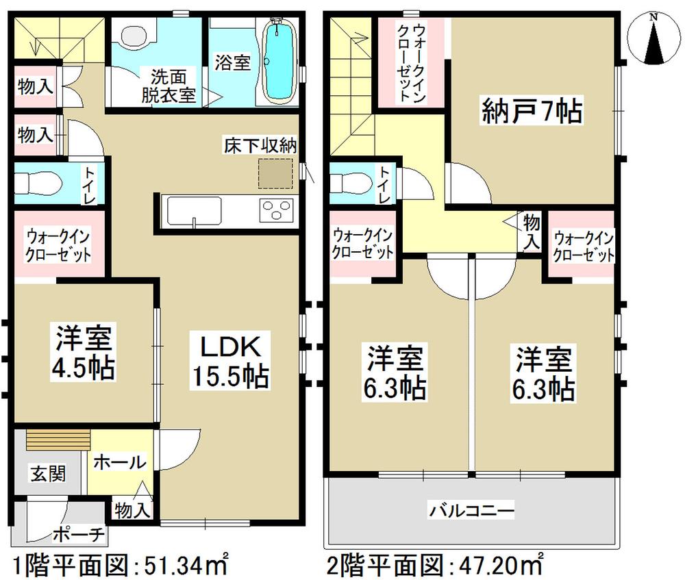 Floor plan. 33,900,000 yen, 3LDK + S (storeroom), Land area 100 sq m , Building area 98.54 sq m All rooms convenient walk-in closet with!