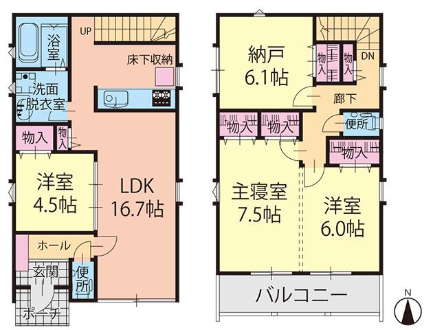Floor plan. (H Building), Price 24,900,000 yen, 3LDK+S, Land area 100 sq m , Building area 98.54 sq m