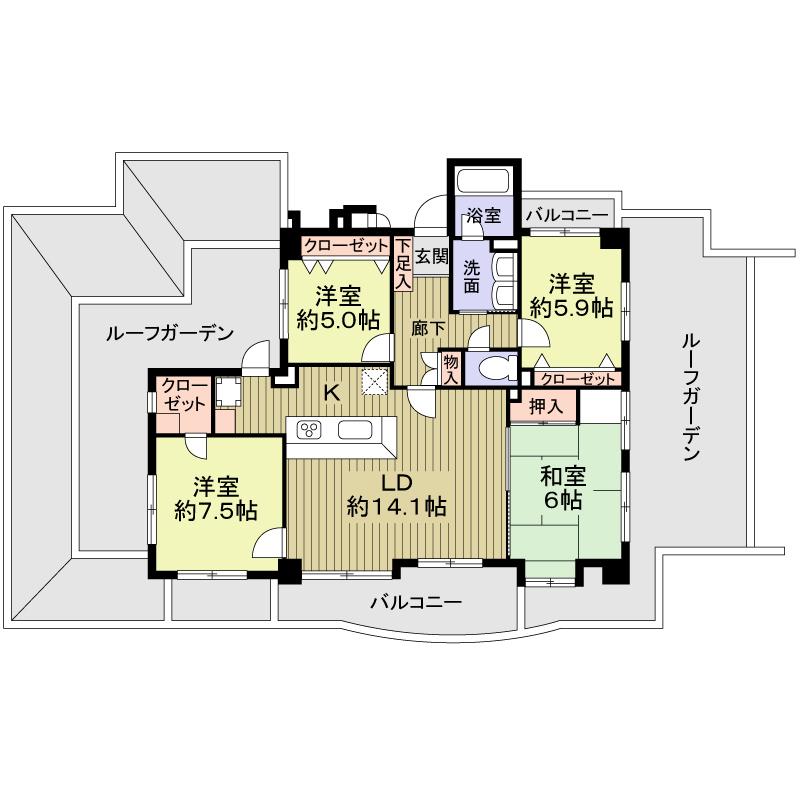 Floor plan. 4LDK, Price 19,800,000 yen, Occupied area 97.49 sq m , Balcony area 22.86 sq m 4LDK (occupied area 97.49 sq m)
