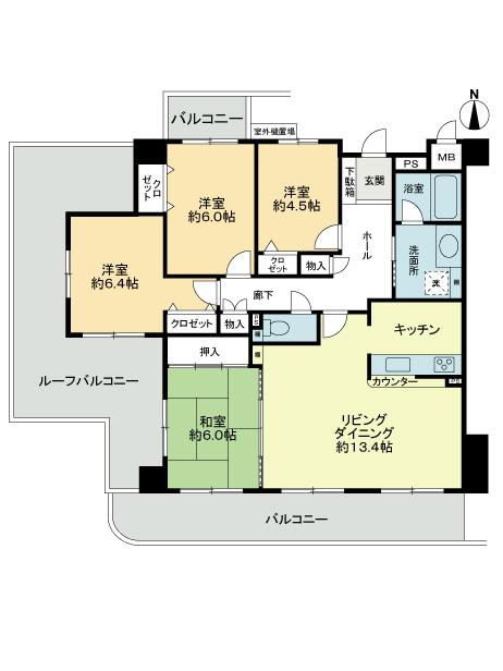 Floor plan. 4LDK, Price 25,800,000 yen, Occupied area 88.42 sq m , Balcony area 17.72 sq m