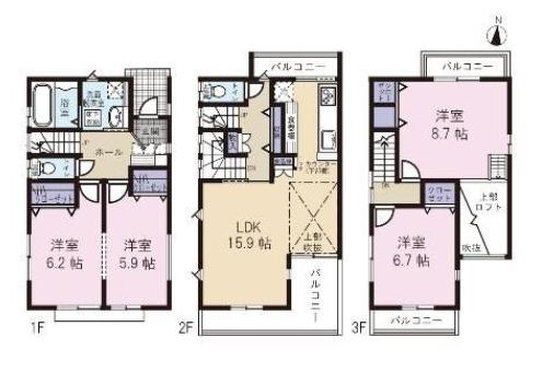 Floor plan. (West Wing), Price 36,300,000 yen, 4LDK, Land area 94.31 sq m , Building area 105.77 sq m