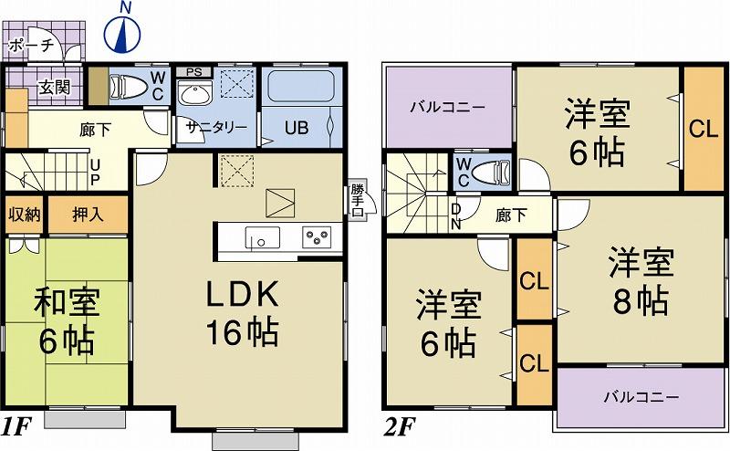 Floor plan. 39,800,000 yen, 4LDK, Land area 131.93 sq m , Building area 99.38 sq m