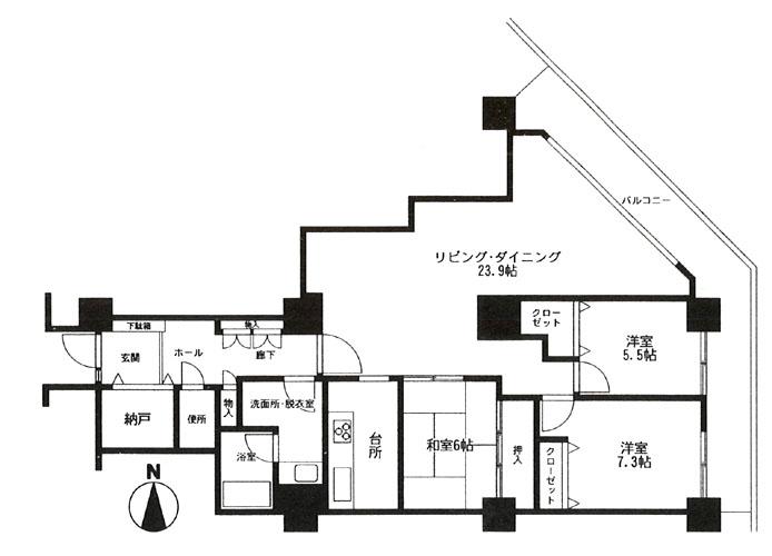 Floor plan. 3LDK, Price 18.9 million yen, Footprint 107.75 sq m , Balcony area 20.08 sq m