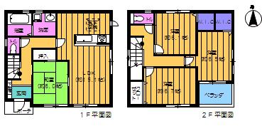 Floor plan. (Building 2), Price 27,900,000 yen, 4LDK, Land area 127.61 sq m , Building area 99.8 sq m