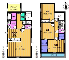 Floor plan. (4 Building), Price 27,900,000 yen, 3LDK, Land area 102.58 sq m , Building area 98.55 sq m