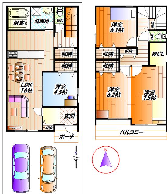 Floor plan. 32,900,000 yen, 4LDK, Land area 105 sq m , Building area 99.78 sq m D Building