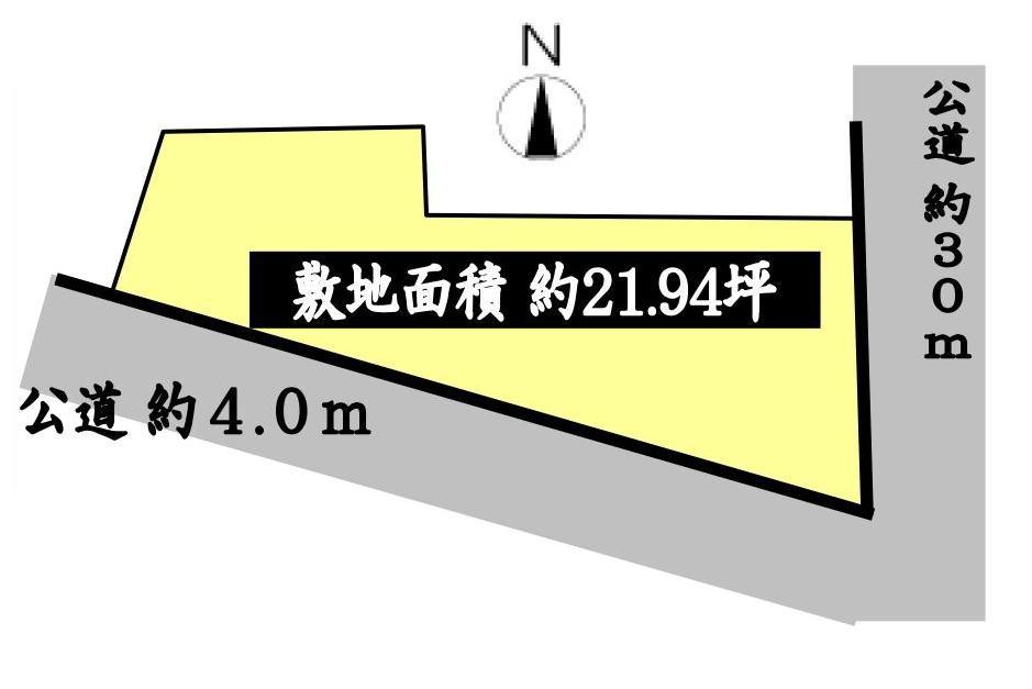 Compartment figure. Land price 16.5 million yen, Land area 72.53 sq m southeast corner lot