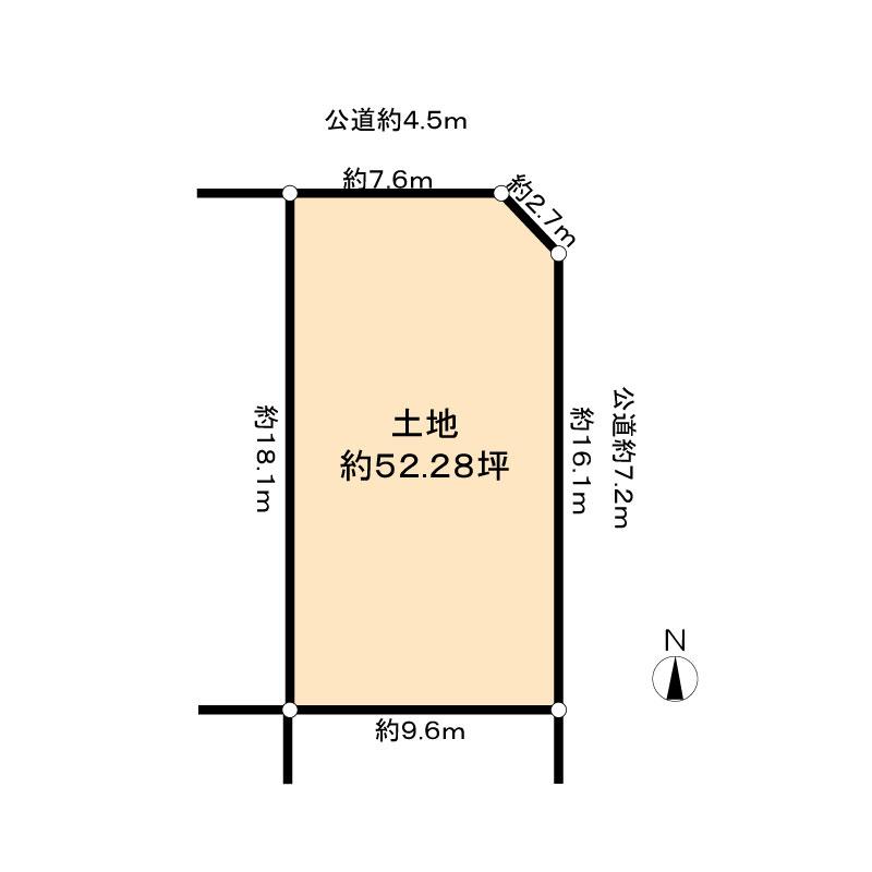 Compartment figure. Land price 29,800,000 yen, Because of the land area 172.85 sq m northeast corner lot, SaiHikari ・ Ventilation is good.
