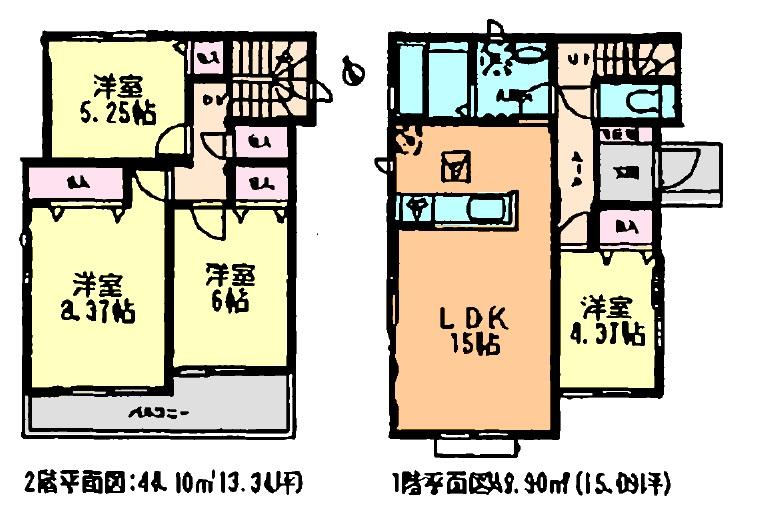 Floor plan. (E Building), Price 27.3 million yen, 4LDK, Land area 109.13 sq m , Building area 94 sq m