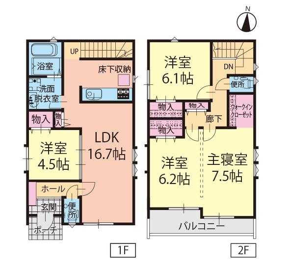 Floor plan. (F Building), Price 33,900,000 yen, 3LDK+S, Land area 100 sq m , Building area 99.78 sq m