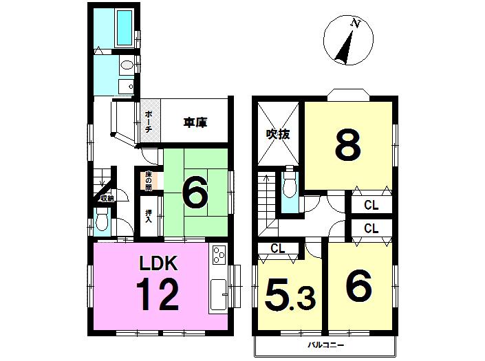 Floor plan. 20 million yen, 4LDK, Land area 100.08 sq m , Building area 94.4 sq m