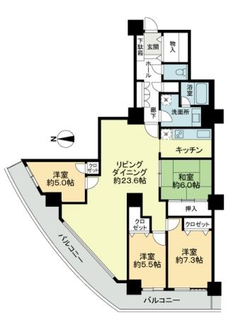 Floor plan. 4LDK, Price 27 million yen, Footprint 116.13 sq m , Balcony area 24.94 sq m opening is wide open-minded footprint 116.13 sq m  ・ 4LDK