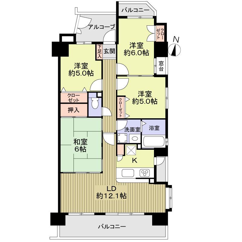 Floor plan. 4LDK, Price 17.8 million yen, Occupied area 78.83 sq m , Balcony area 12.74 sq m 4LDK