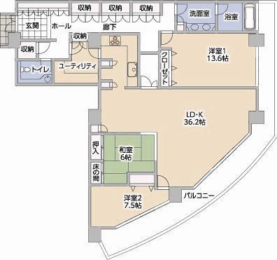 Floor plan. 3LDK, Price 54,800,000 yen, Footprint 174.41 sq m , Balcony area 33.91 sq m
