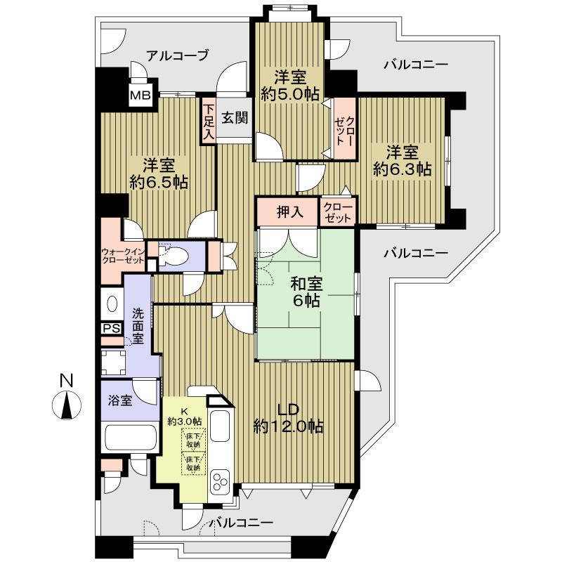 Floor plan. 4LDK, Price 23.8 million yen, Occupied area 85.91 sq m , Balcony area 32.53 sq m 4LDK