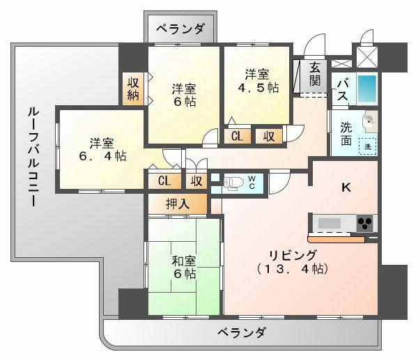 Floor plan. 4LDK, Price 24,900,000 yen, Occupied area 88.42 sq m wide ~ There roof balcony is attractive! !