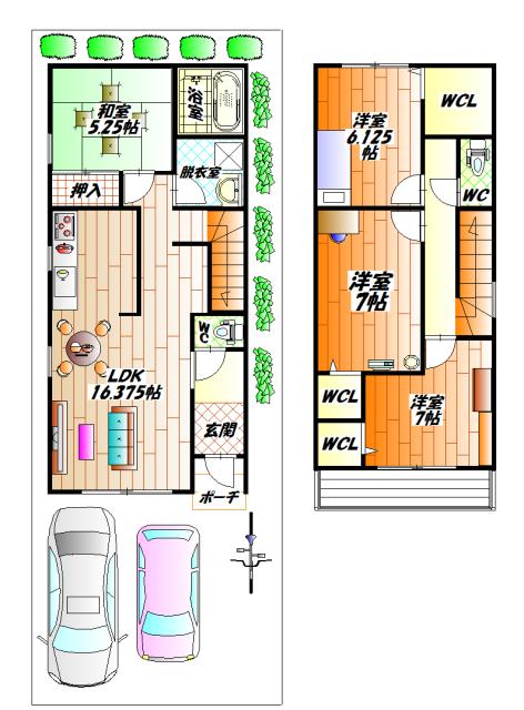 Floor plan. 29,800,000 yen, 3LDK, Land area 102.83 sq m , Building area 98.97 sq m 1 Building