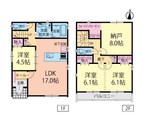 Floor plan. (D Building), Price 34,900,000 yen, 3LDK+S, Land area 126.1 sq m , Building area 99.78 sq m