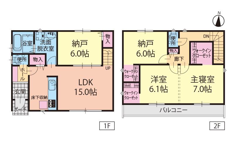 Floor plan. (F Building), Price 23,900,000 yen, 2LDK+2S, Land area 110 sq m , Building area 98.34 sq m
