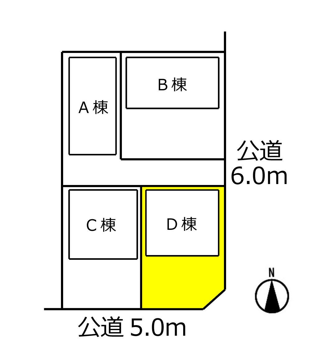 The entire compartment Figure. The property is a Building D. Corner lot ・ Shaping land! Two cars parallel parking Allowed! 
