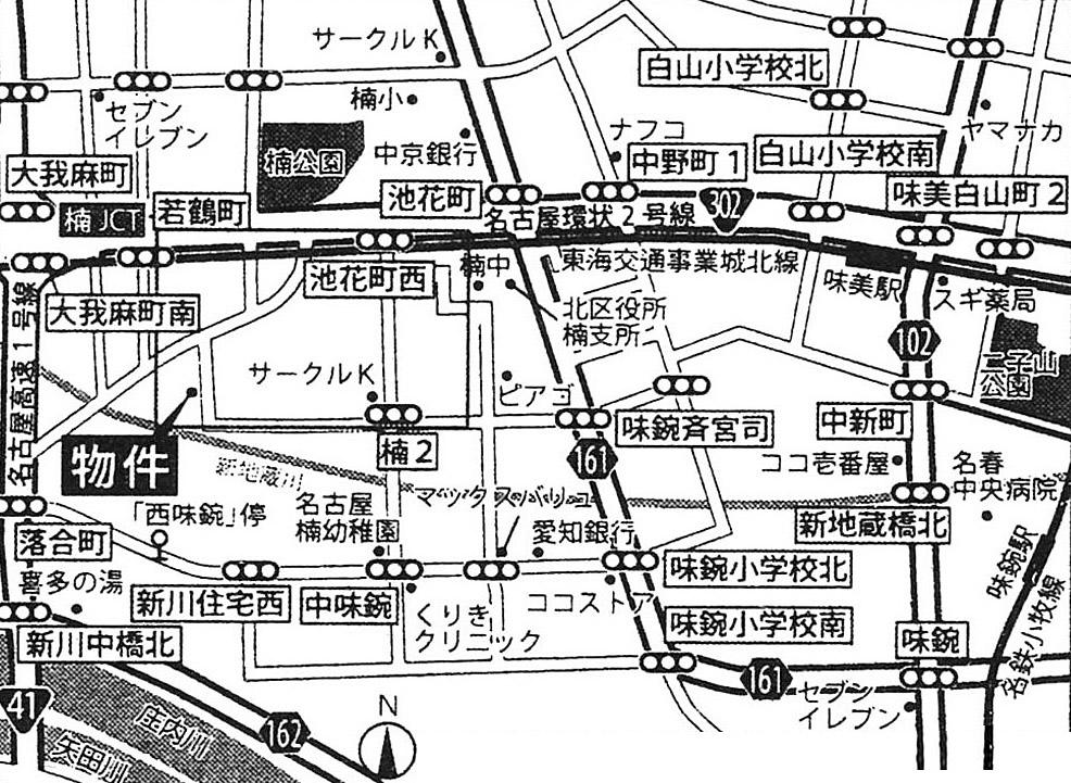 Local guide map. Nagoya, Aichi Prefecture, Kita-ku, camphor tree 1-chome, 215 No. 2