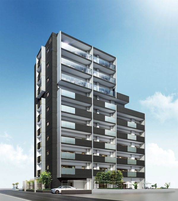 Buildings and facilities. All 25 House ・ 1 floor 3 House of private property is attractive, Corner dwelling unit rate of 76%. Dwelling unit plan, Also set also 3LDK type from the corresponding 2LDK type to a family from a single (Exterior view)