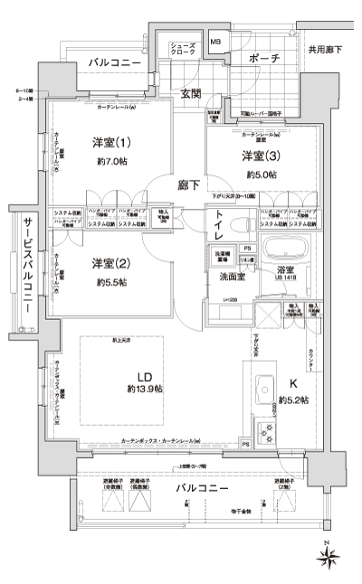 Floor: 3LDK + shoes cloak, the occupied area: 82.18 sq m, Price: 31,400,000 yen ~ 33,800,000 yen