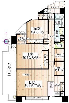 Floor plan. 2LDK + 2S (storeroom), Price 22,800,000 yen, Occupied area 88.55 sq m , Balcony area 19.03 sq m southwest angle room