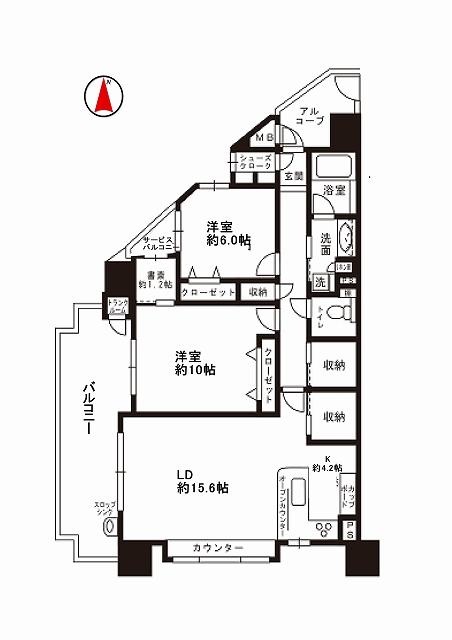 Floor plan. 2LDK, Price 22,800,000 yen, Occupied area 88.55 sq m , Balcony area 17.37 sq m 2LDK
