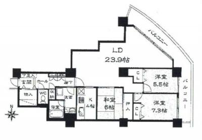 Floor plan. 3LDK, Price 17.8 million yen, Footprint 107.75 sq m , Balcony area 20.08 sq m east-facing room 2 rooms and Yadagawa from living that is the view is a feature of the room. So we have spacious, Please take a look.