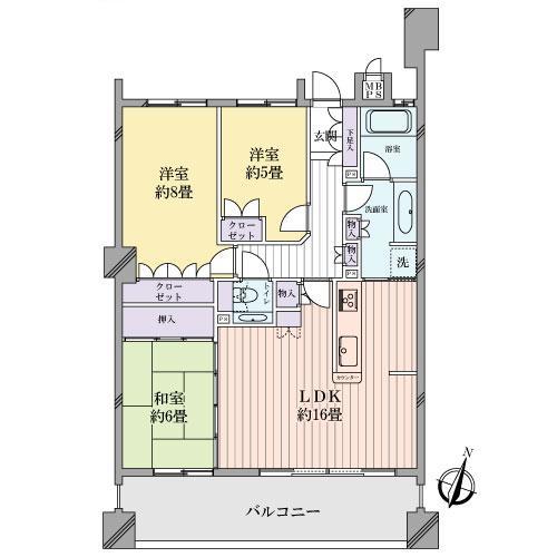 Floor plan. 3LDK, Price 22,900,000 yen, Occupied area 79.83 sq m , Balcony area 12.15 sq m