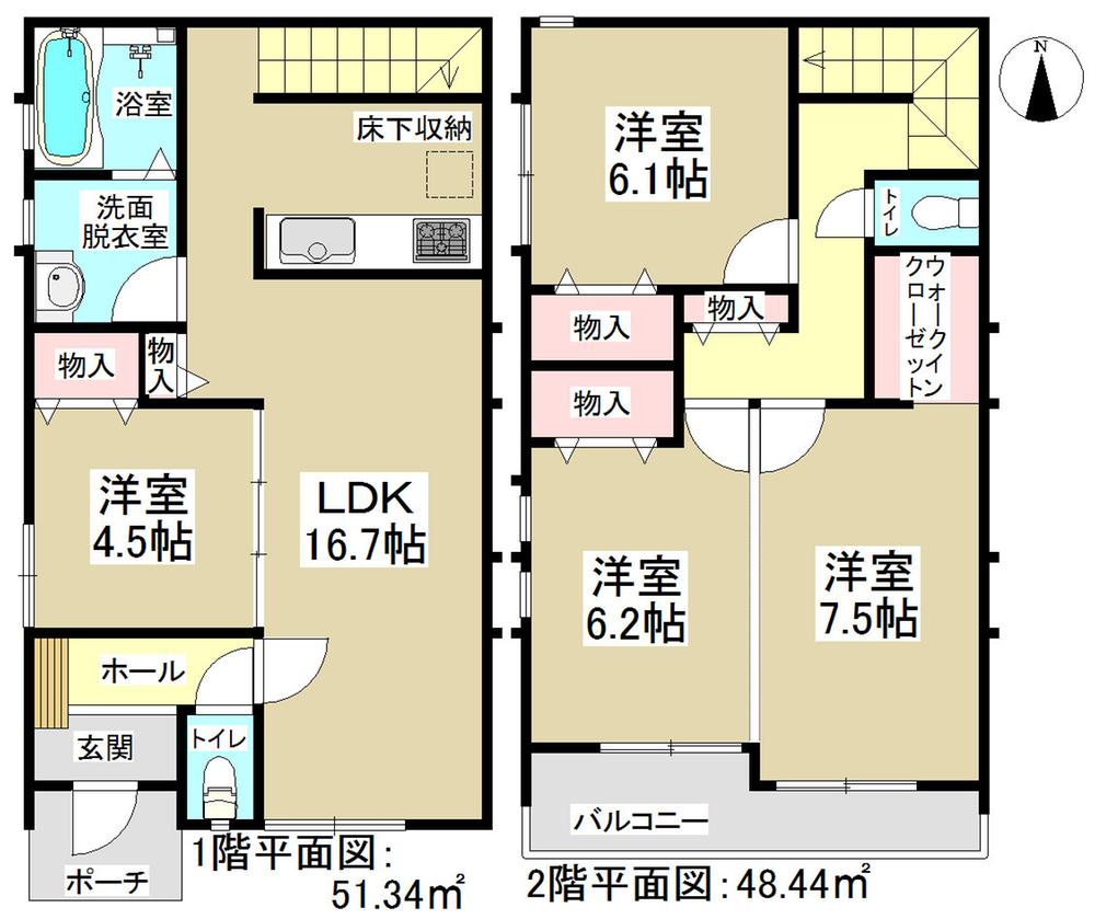 Floor plan. 32,900,000 yen, 4LDK, Land area 100 sq m , Building area 99.78 sq m convenient walk-in closet with! 
