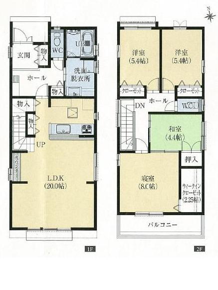 Floor plan. 45,500,000 yen, 4LDK, Land area 116.63 sq m , Building area 111.8 sq m total floor area of 111.80 sq m