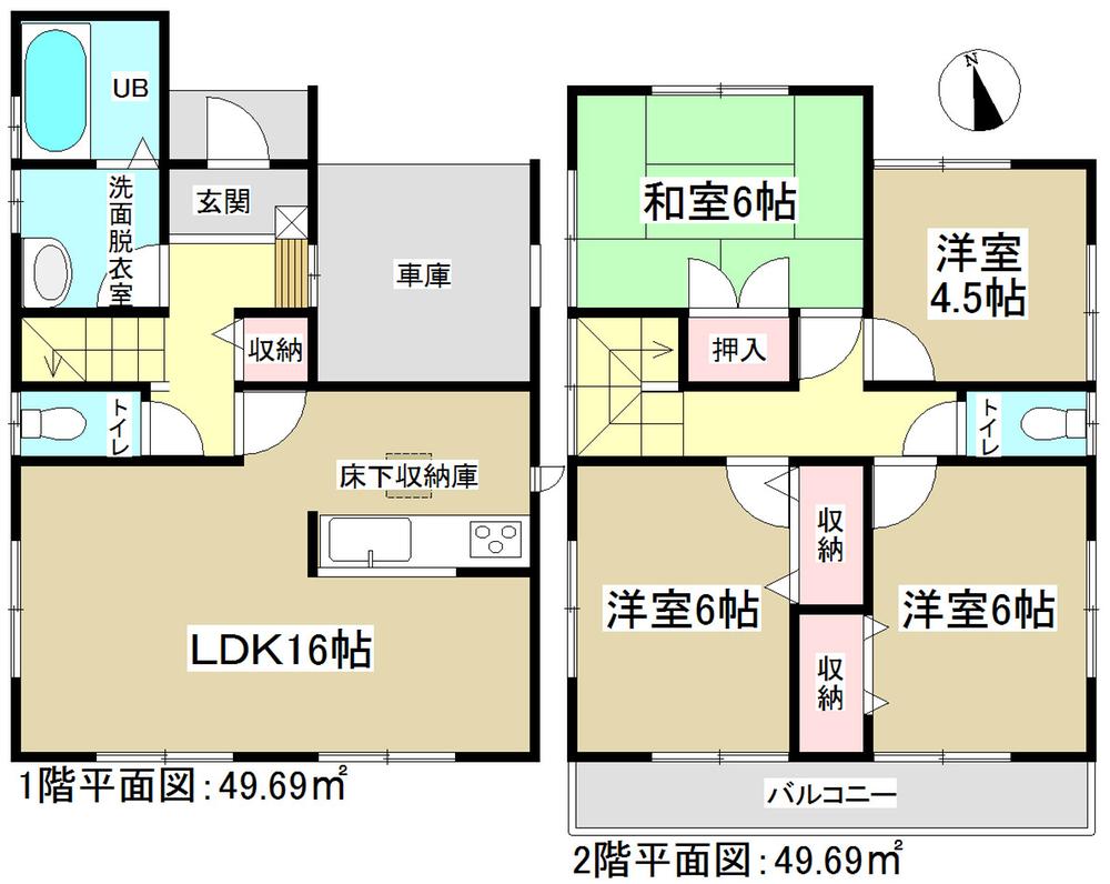 Floor plan. 29,800,000 yen, 4LDK, Land area 111.62 sq m , There is a building area of ​​99.38 sq m built-in garage! 