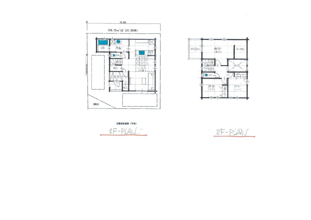 Building plan example (floor plan). Building plan example (A section) 3LDK, Land price 19,330,000 yen, Land area 104.31 sq m , Building price 11,730,000 yen, Building area 94.42 sq m