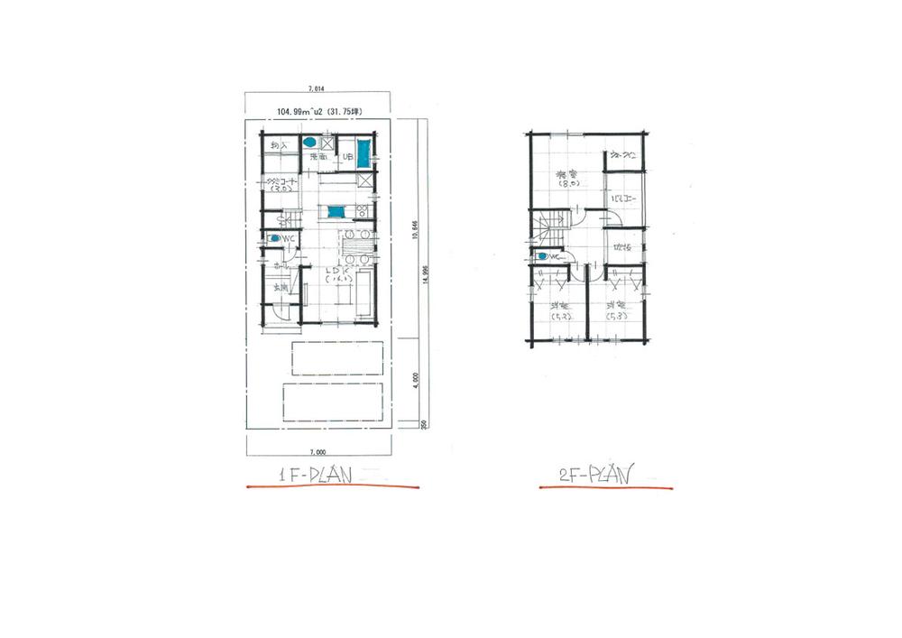 Building plan example (floor plan). Building plan example (C partition) 4LDK, Land price 18,340,000 yen, Land area 105.48 sq m , Building price 11,720,000 yen, Building area 28.55 sq m