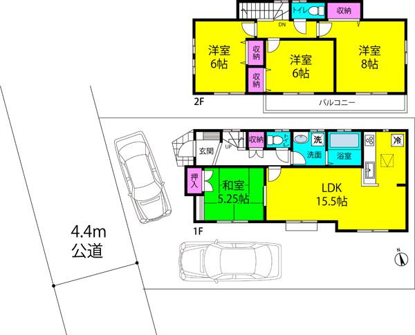 Floor plan. 30,800,000 yen, 4LDK, Land area 110.5 sq m , Building area 97.5 sq m