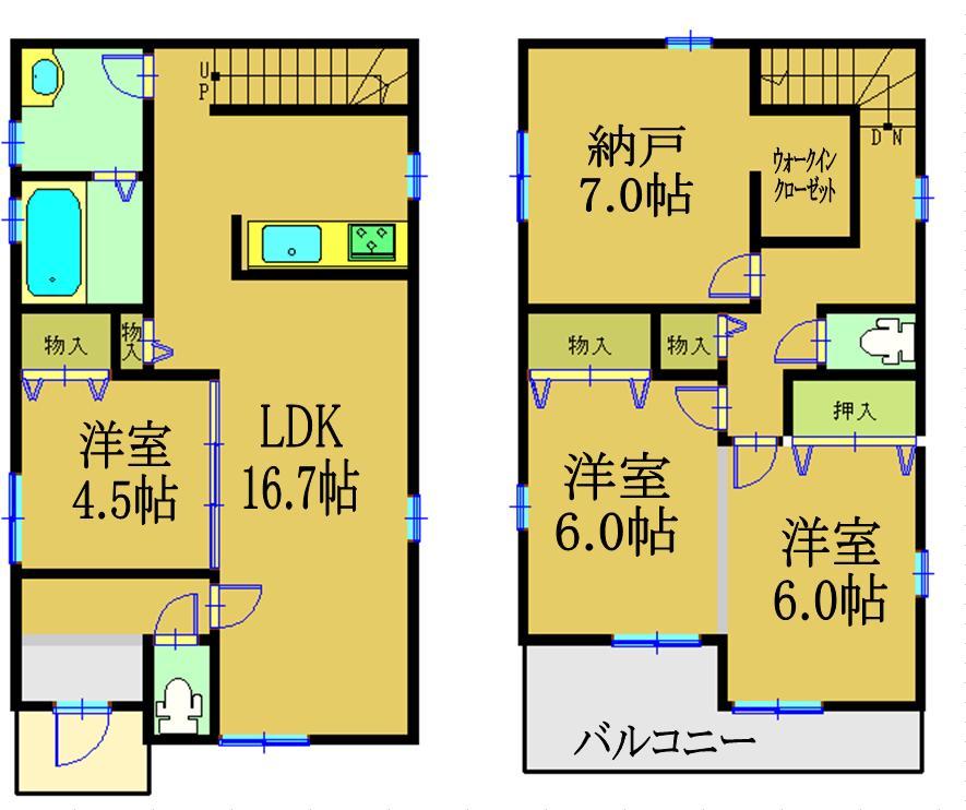 Floor plan. (D Building), Price 33,900,000 yen, 4LDK, Land area 100 sq m , Building area 98.54 sq m