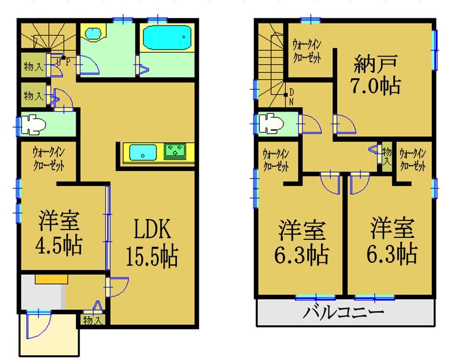 Floor plan. (E Building), Price 33,900,000 yen, 4LDK, Land area 100 sq m , Building area 98.54 sq m
