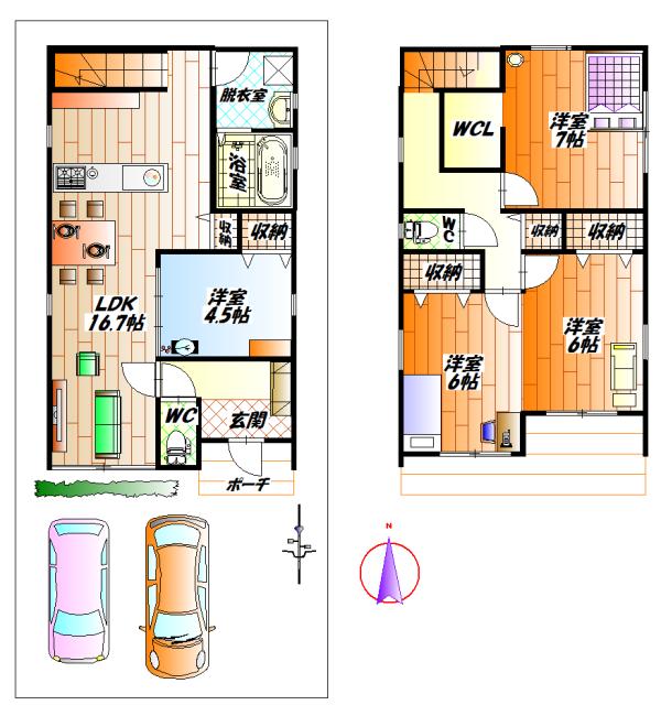 Floor plan. 23,900,000 yen, 4LDK, Land area 100 sq m , Building area 98.54 sq m J Building