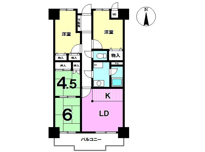 Floor plan. 4LDK, Price 13.8 million yen, Occupied area 74.33 sq m , Balcony area 16.93 sq m