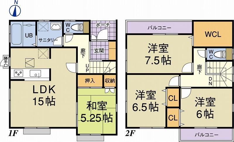 Floor plan. 38,800,000 yen, 4LDK, Land area 131.09 sq m , Building area 100.62 sq m