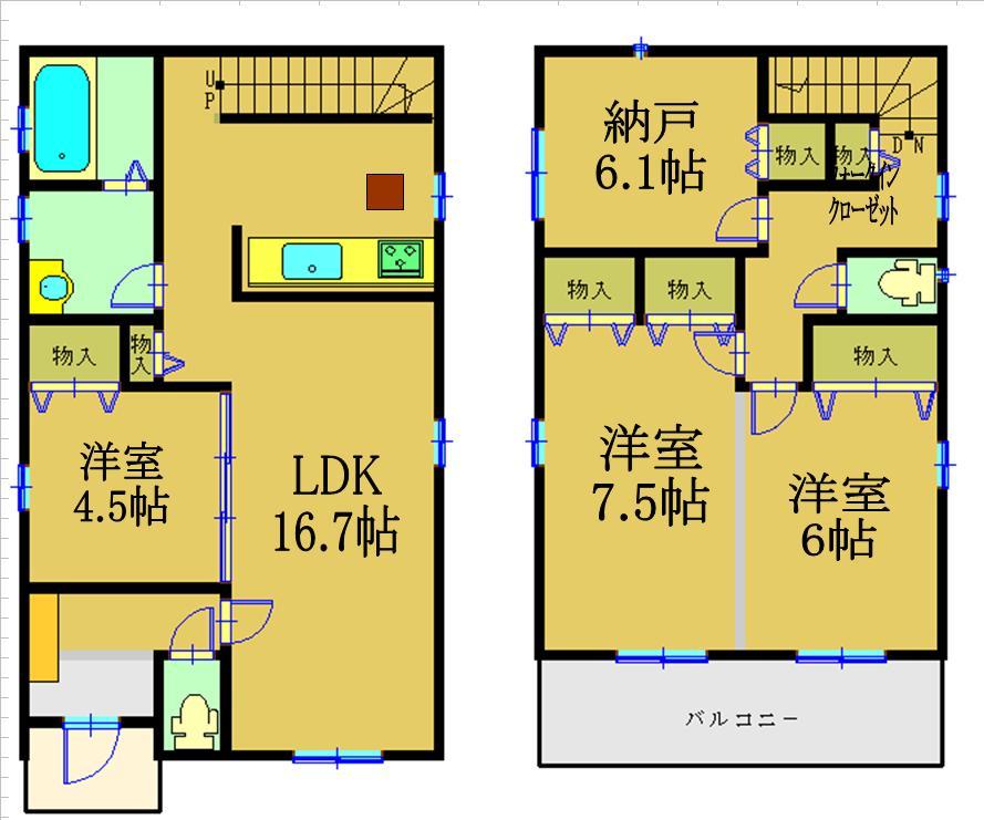 Floor plan. (H Building), Price 24,900,000 yen, 4LDK, Land area 100 sq m , Building area 99.78 sq m