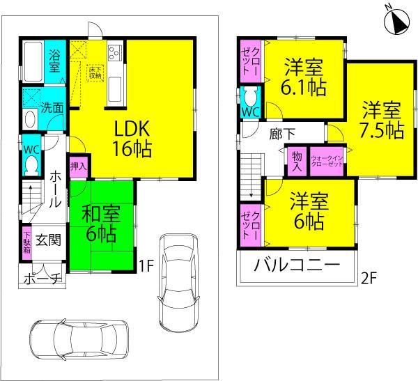 Floor plan. 33,800,000 yen, 4LDK, Land area 116.3 sq m , Building area 98.01 sq m