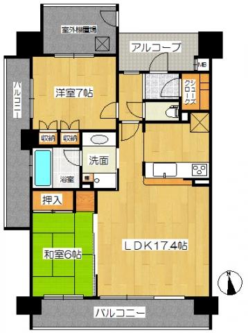 Floor plan. 2LDK, Price 24,800,000 yen, Occupied area 66.52 sq m , Balcony area 20.64 sq m floor plan